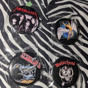 Vintage Metal Rock Band Button Set